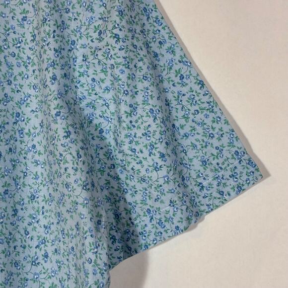 Blue Floral Dress Microprint Maxi Cotton Vintage Handmade Cottagecore Western M - Picture 7 of 13